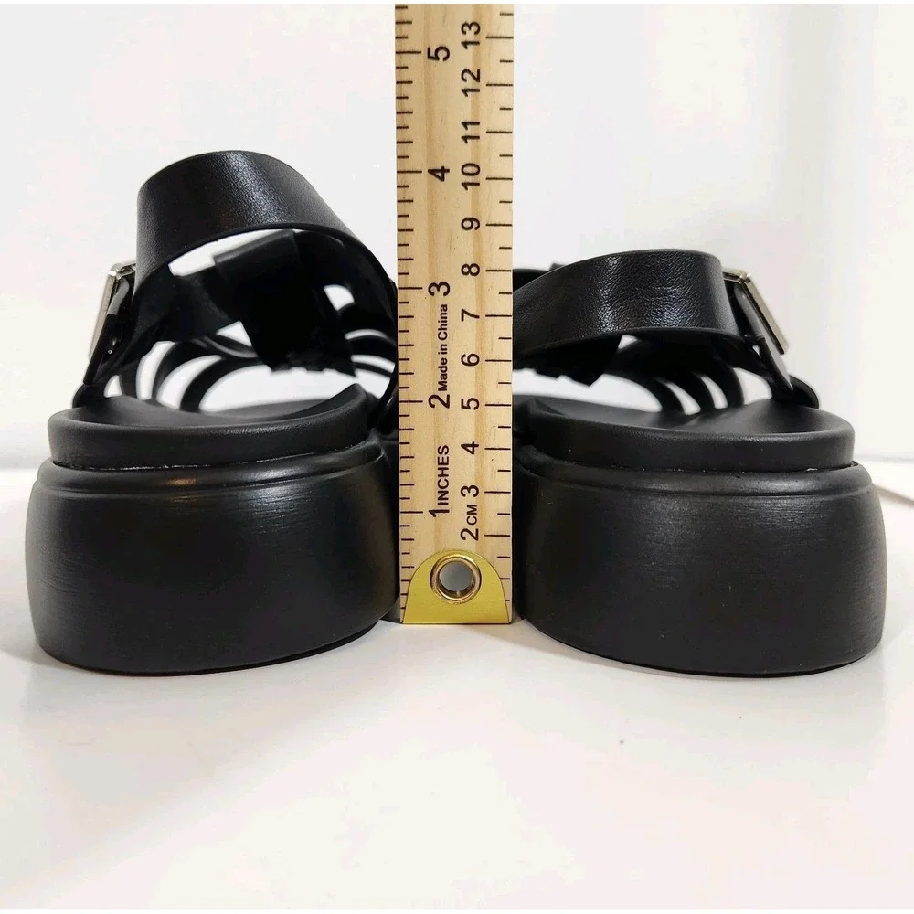 ID Required Fisherman Sandals Womens Sz 9M Black Platform Chunky Y2K Grunge Goth